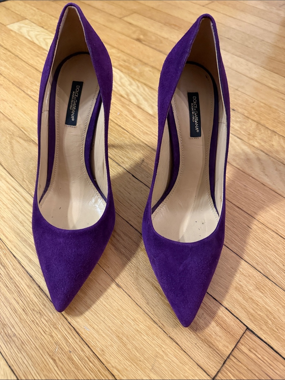 Dolce & Gabbana Purple Suede Pointed-Toe Pumps